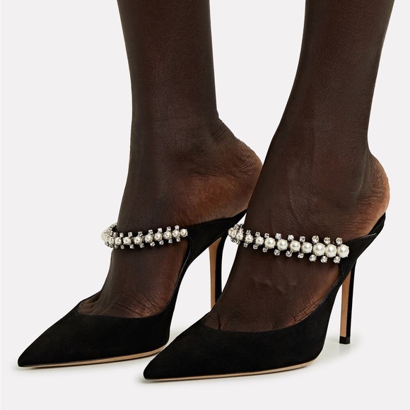 Jimmy Choo Shoes - New JIMMY CHOO Bing Suede Pearl-Embellished Mules $1,195 38